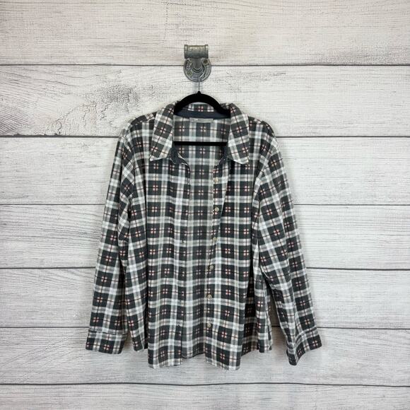 Lee Riders Plus Size Gray & Pink Fleece Soft Button Up Shacket Size 1X - Picture 1 of 9